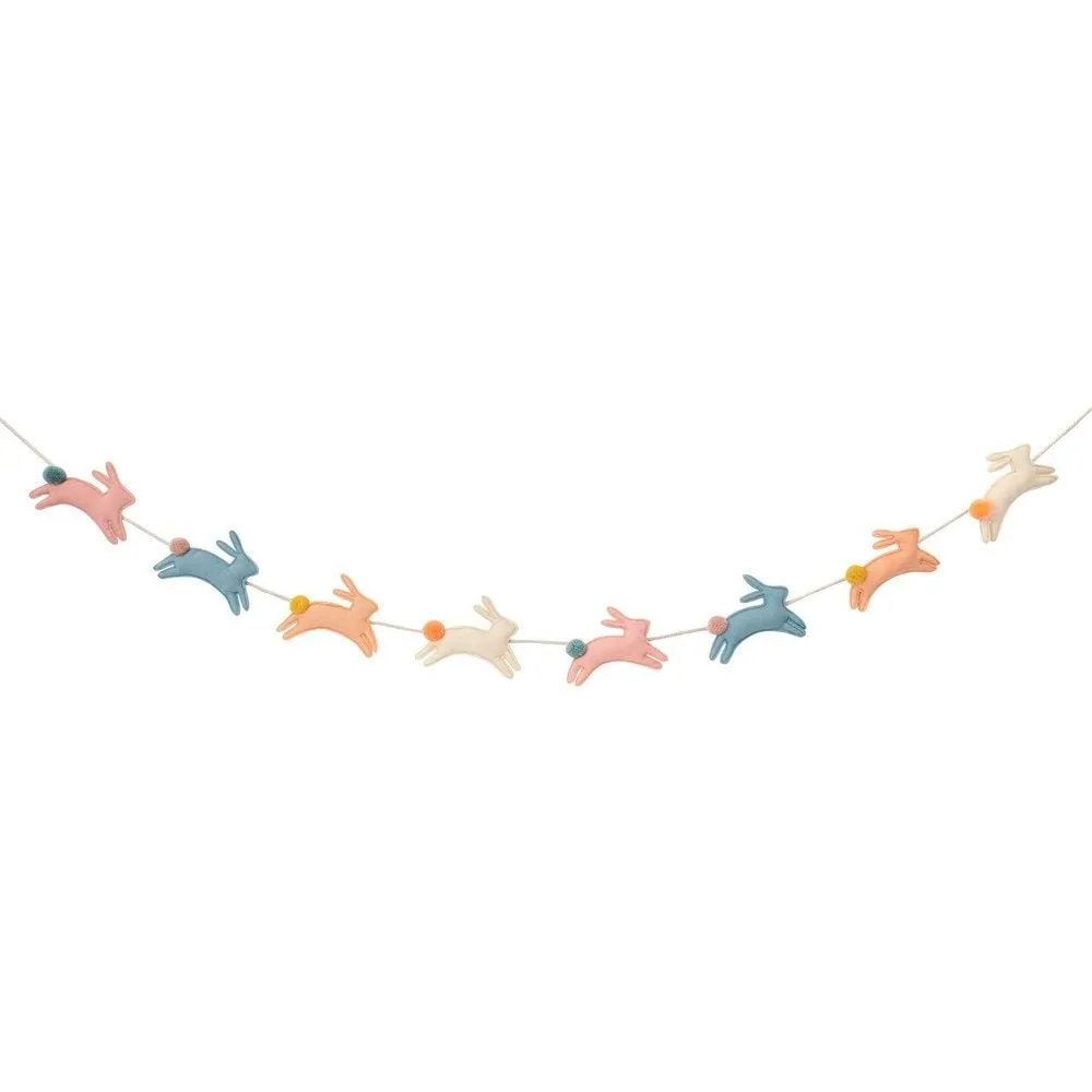 Felt Bunny Garland, 8 Padded Felt Hearts in 4 Pastel Shades by Meri Meri, 6.5 Feet Long (with 10.5 Feet of Cord)