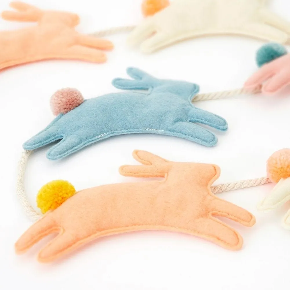 Felt Bunny Garland, 8 Padded Felt Hearts in 4 Pastel Shades by Meri Meri, 6.5 Feet Long (with 10.5 Feet of Cord)