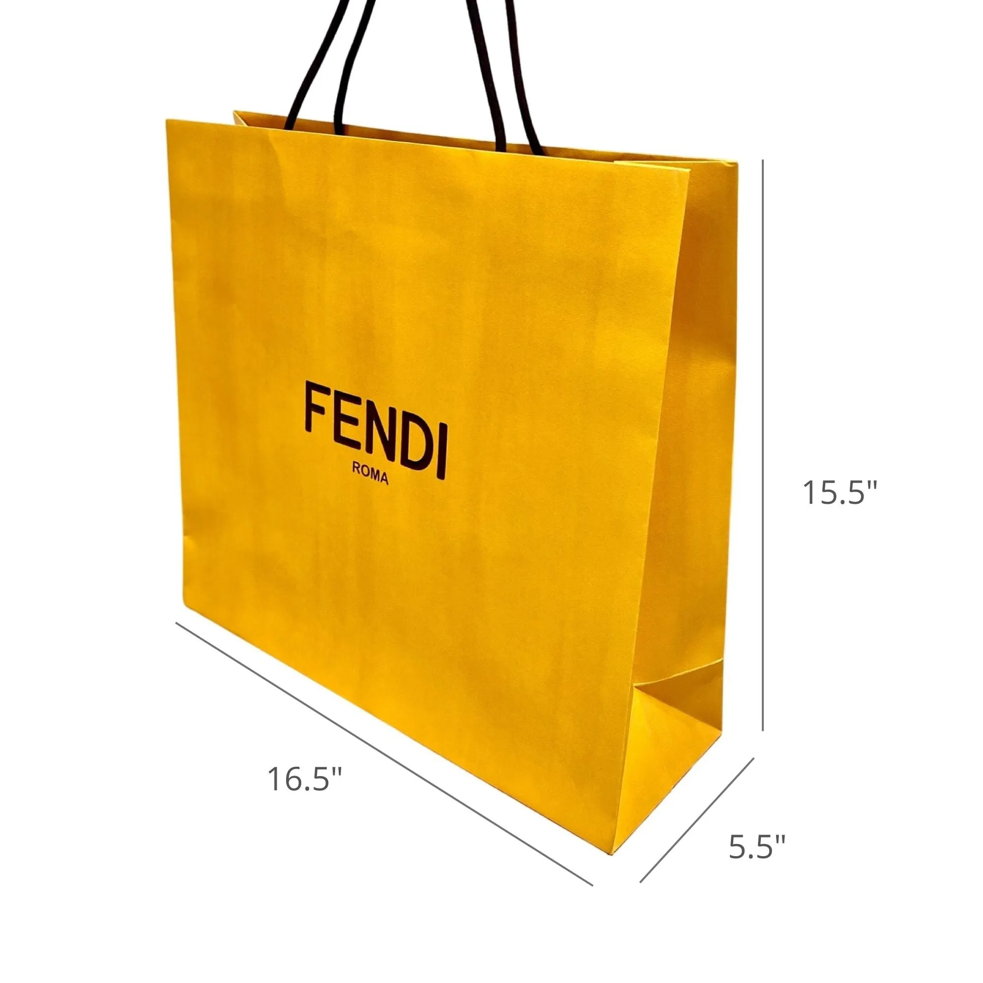 Fendi Roma Shopping Gift Bag Designer Logo Packaging Yellow Large Size