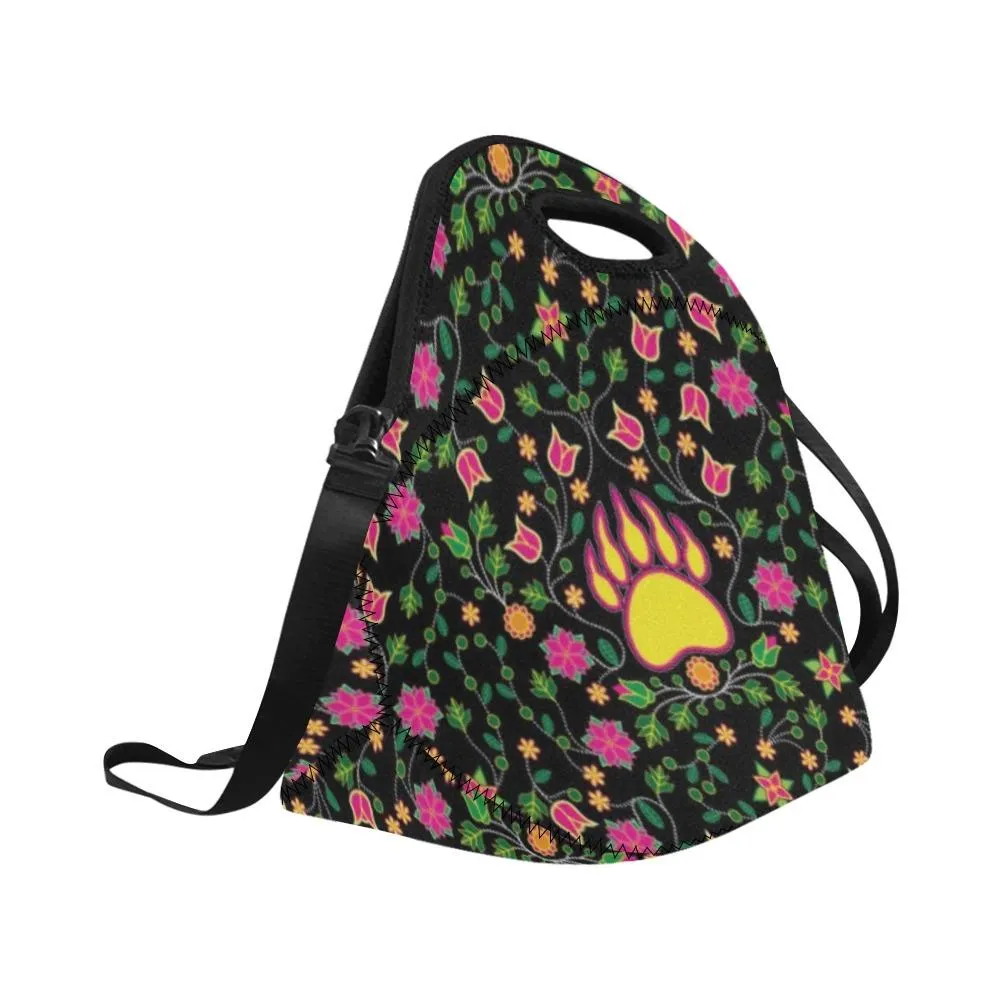 Floral Bearpaw Pink and Yellow Neoprene Lunch Bag/Large