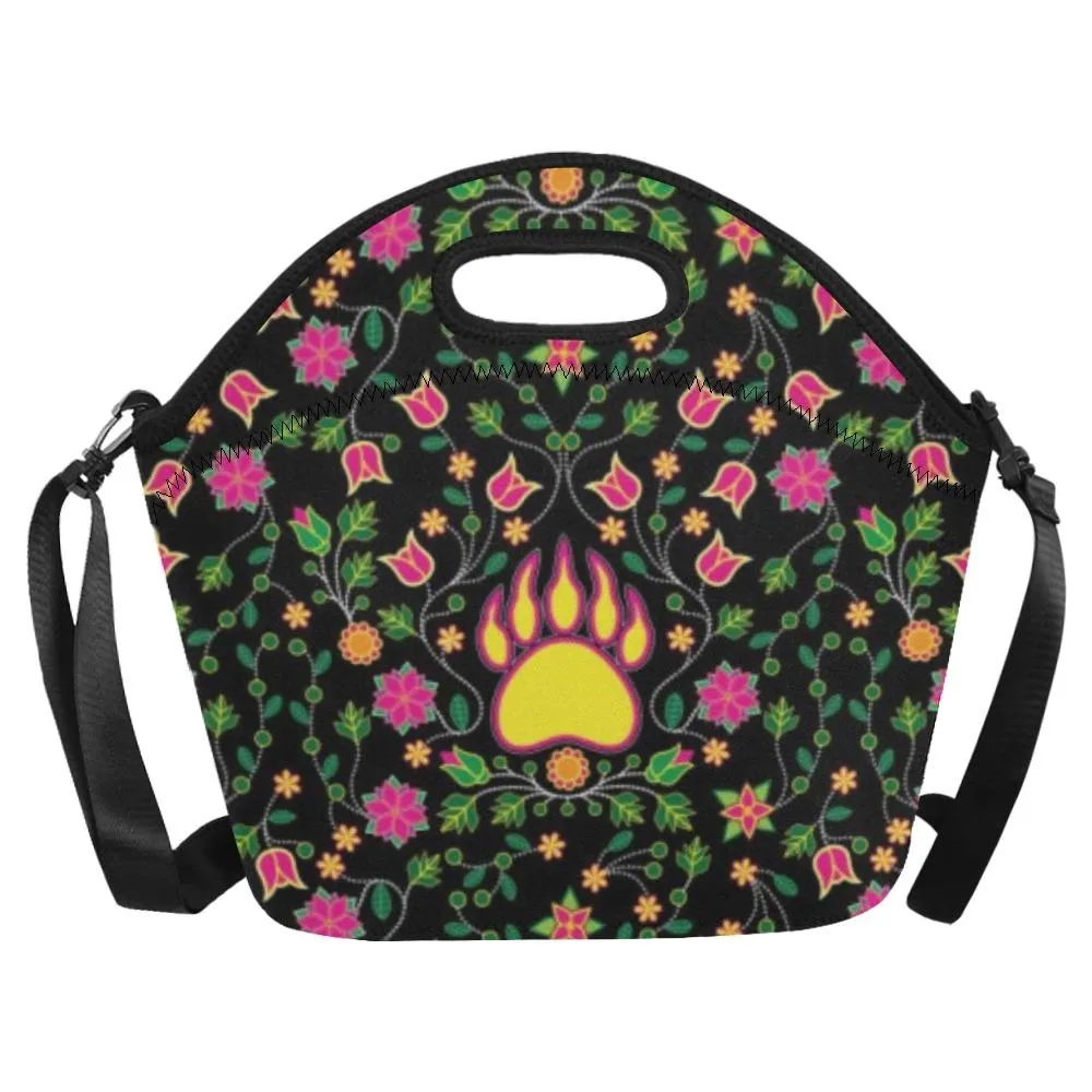 Floral Bearpaw Pink and Yellow Neoprene Lunch Bag/Large