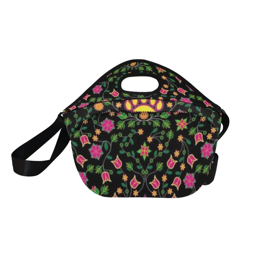 Floral Bearpaw Pink and Yellow Neoprene Lunch Bag/Large