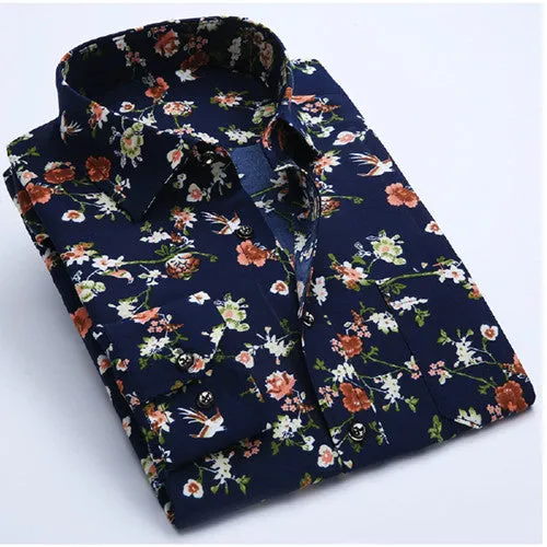 Floral Solid Dobby Long Sleeve Shirt #CY0XX