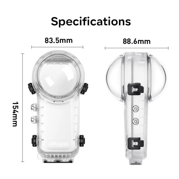 For Insta360 X4 aMagisn 50m Depth Waterproof Protective Case Quick Release Invisible Diving Cover