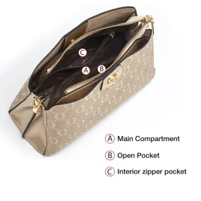 FOXER Gold Crossbody Wide Weave Zipper Clasp Shoulder Bag