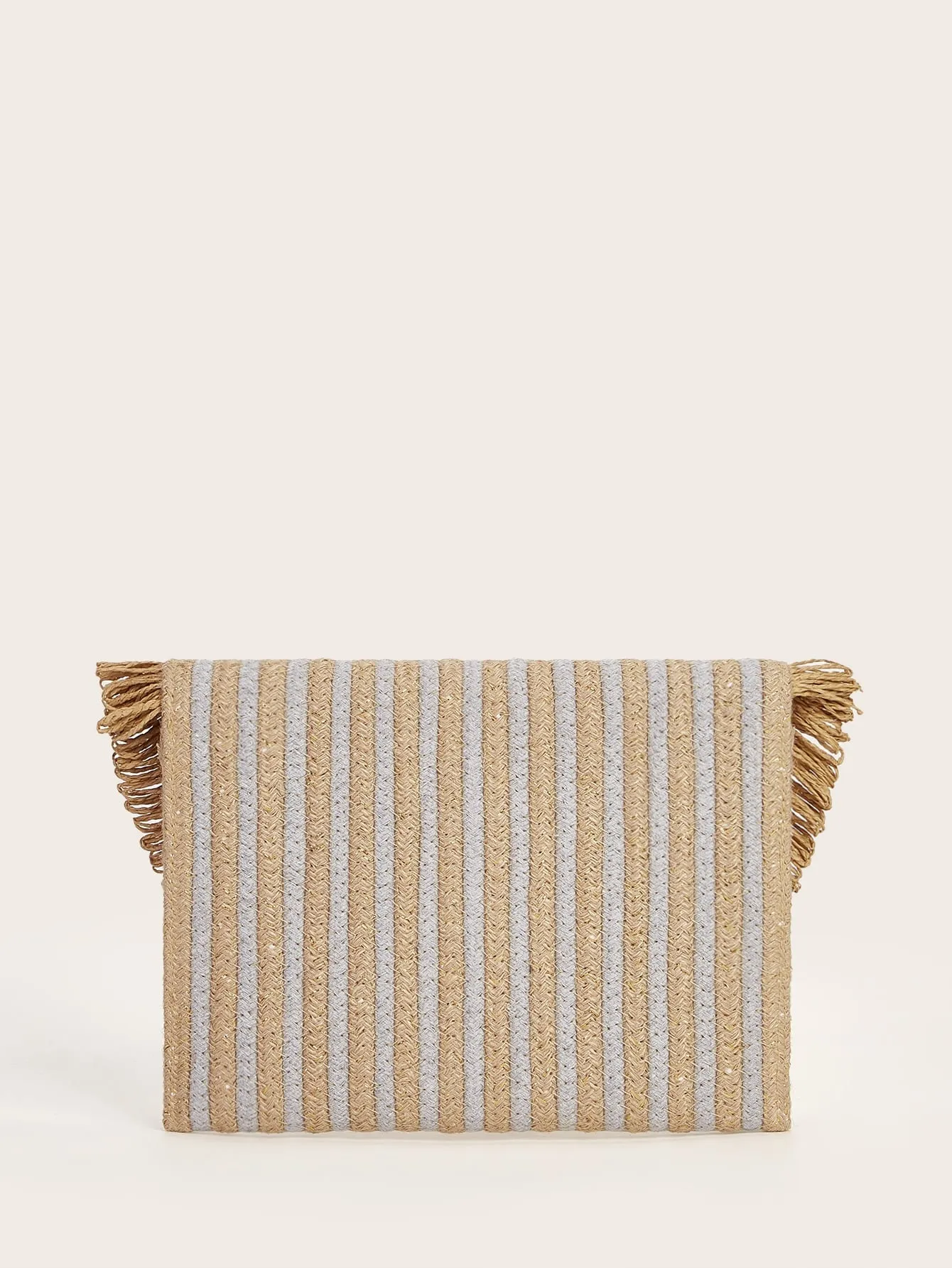 Fringe Decor Plaited Clutch Bag