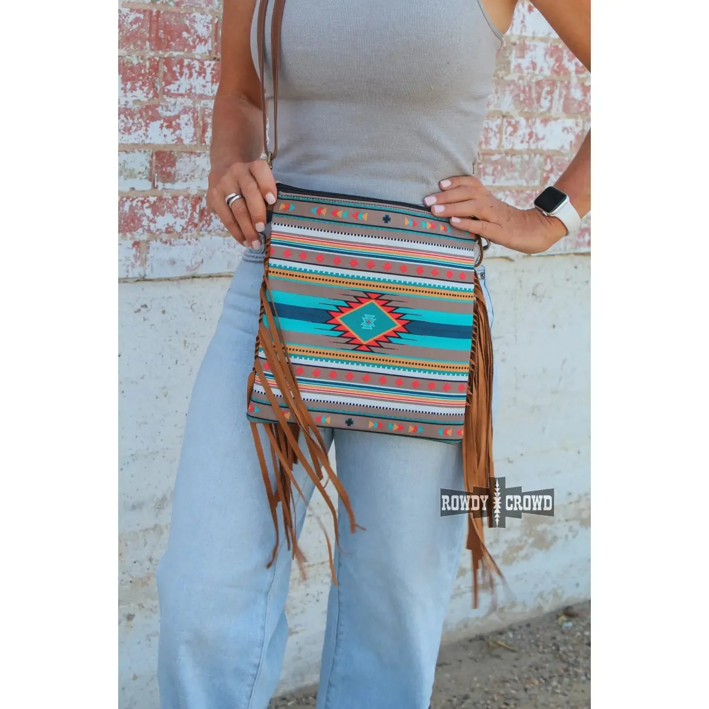 Fringed Aztec Crossbody Bag