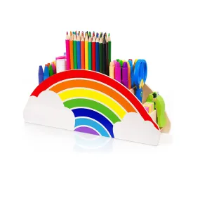 Gamenote Wooden Pen Holder & Pencil Holders | Rainbow Supply Caddy Phone Holder Desk Organizer