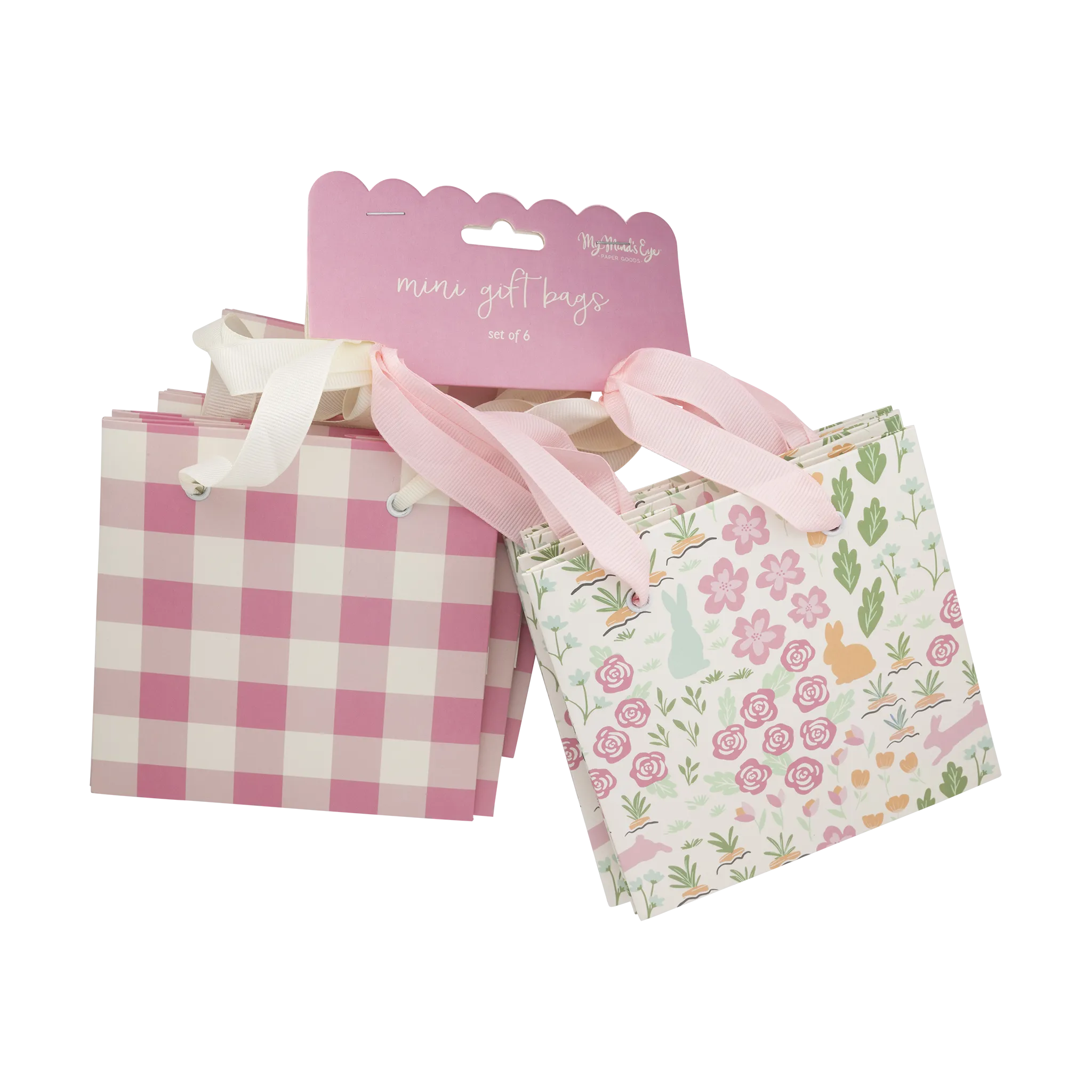 Garden Scatter/Pink Gingham Gift Bag Set