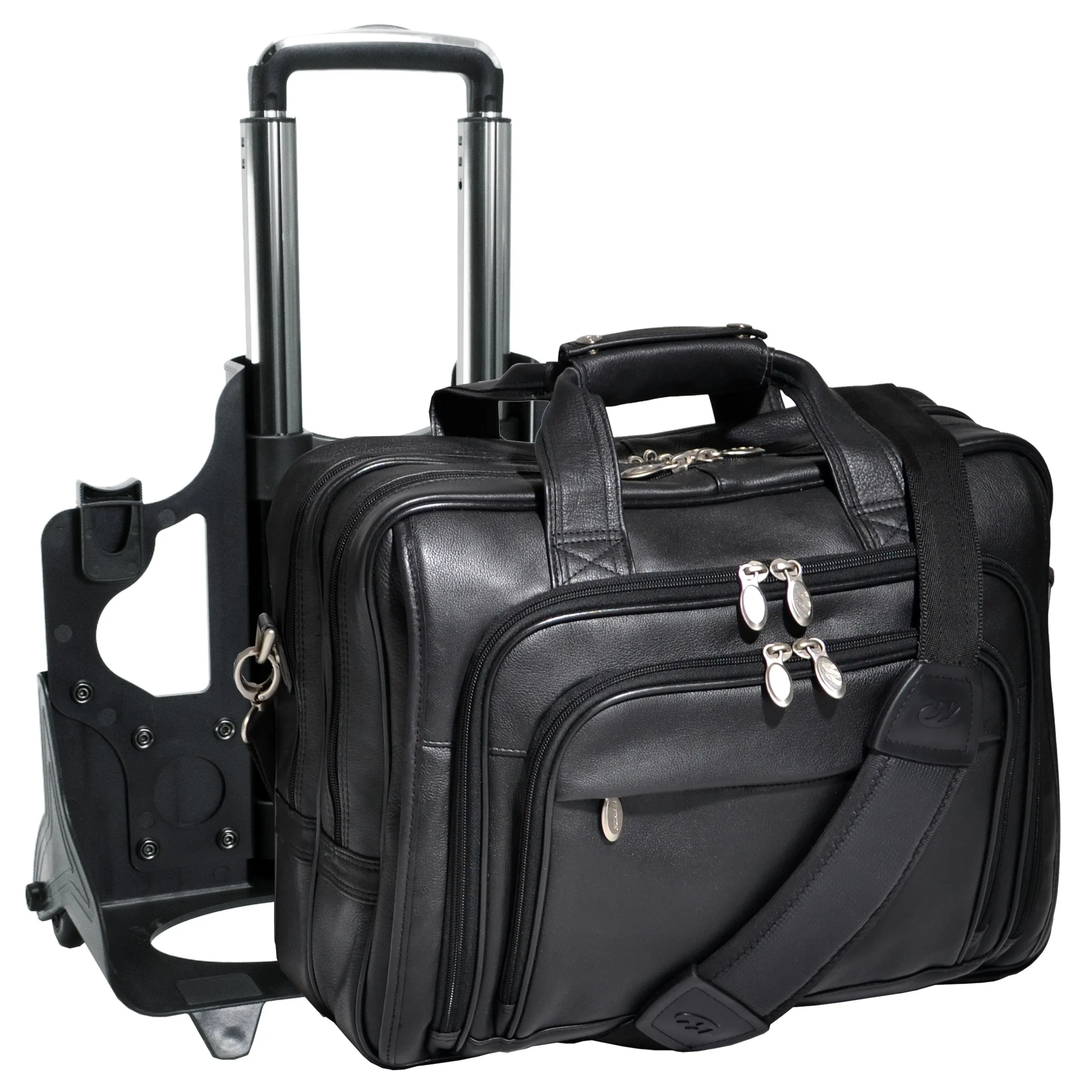 GOLD COAST | 17" Leather Patented Detachable -Wheeled Laptop Briefcase