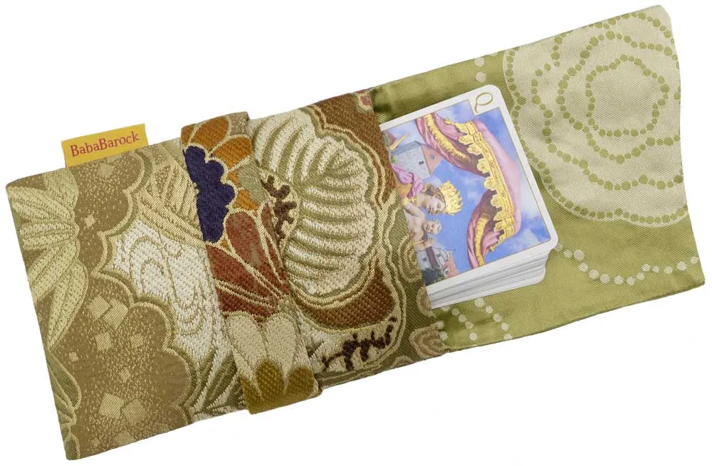 Golden Blossoms - Japanese vintage silk foldover pouch