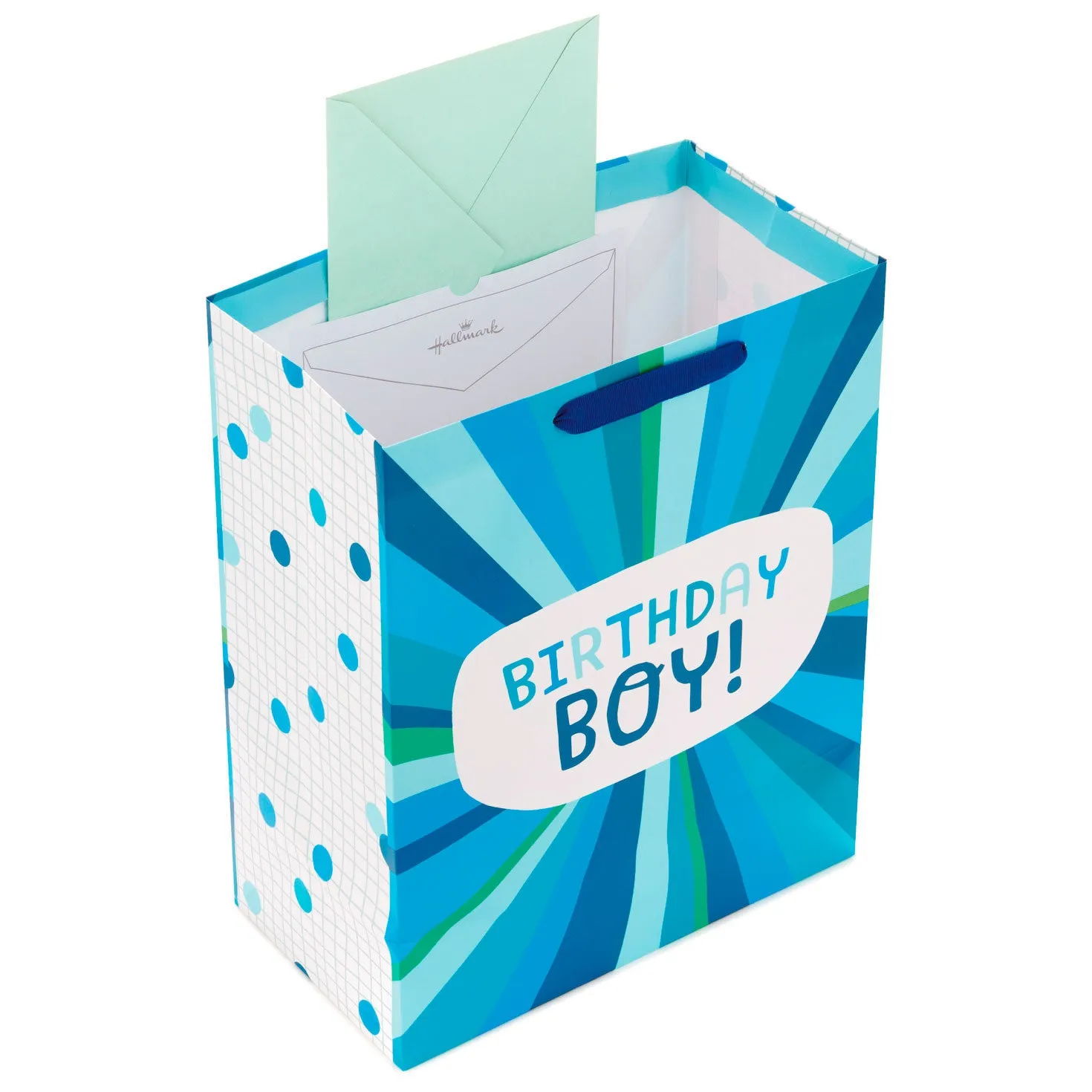 Hallmark 13'' Birthday Boy Blue Stripes Large Gift Bag