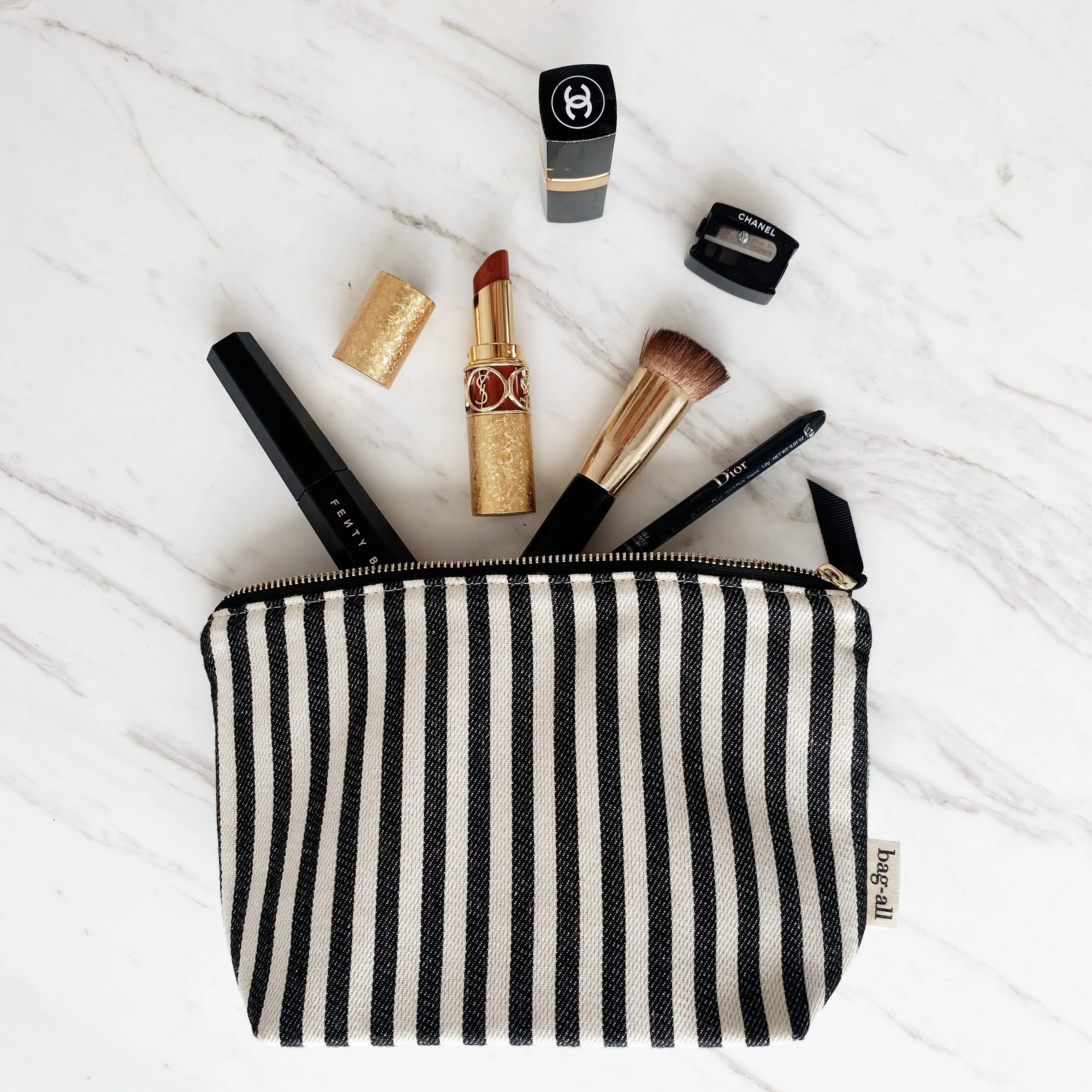 Handbag Organizer Trio: Trinket, Makeup & Earbud Cases, Striped