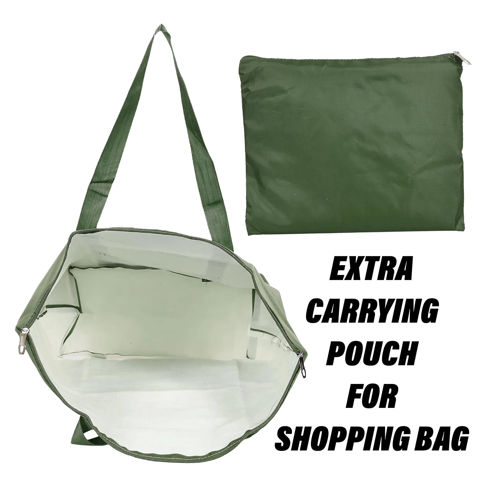 Heart Home Storage Bag|Clothes Storage Bag|Storage Bag with Handle|Parachute Shopping Bag|Grocery Hand Bag|Foldable Storage Bag|Lining Front Pocket|Green