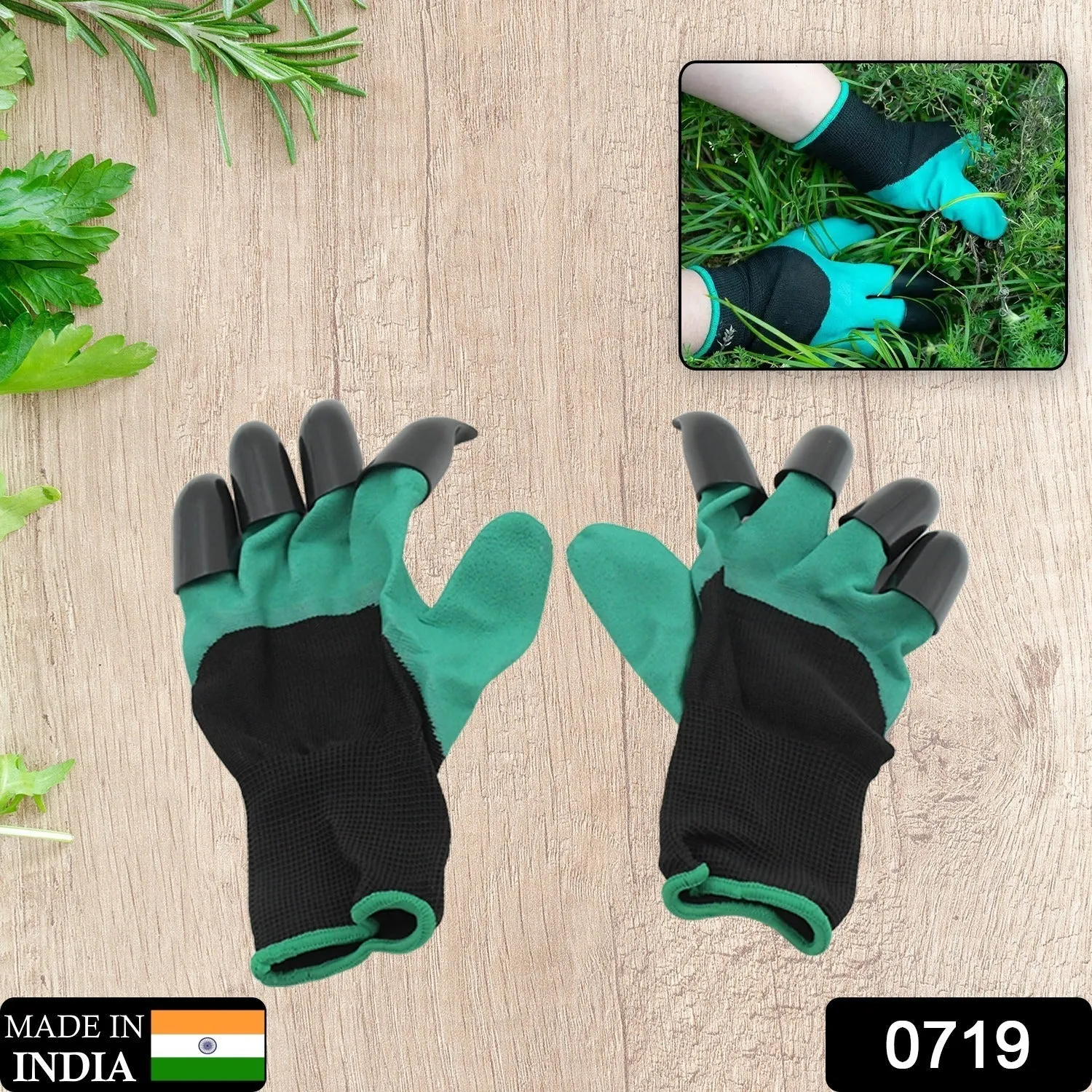 Heavy Duty Garden Farming Gloves- ABC Plastic Washable With Hand Fingertips & ABS Claws For Digging & Planting, Gardening Tool for Home Pots Agriculture Industrial Farming work Men & Women (1 Pair / Mix Color)