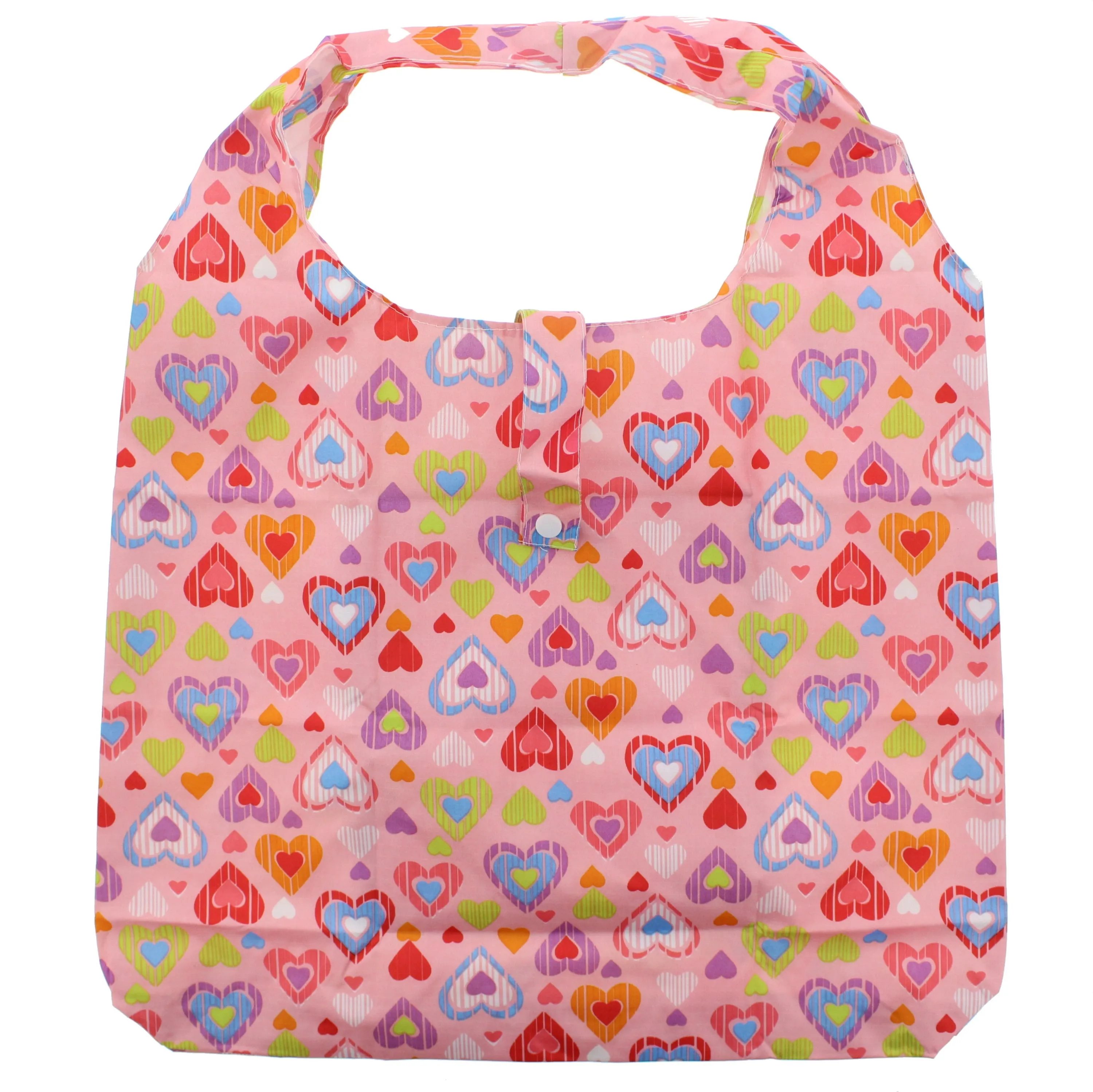 Heavy Duty Multicolour Heart Shopping Bag in Zip Wallet