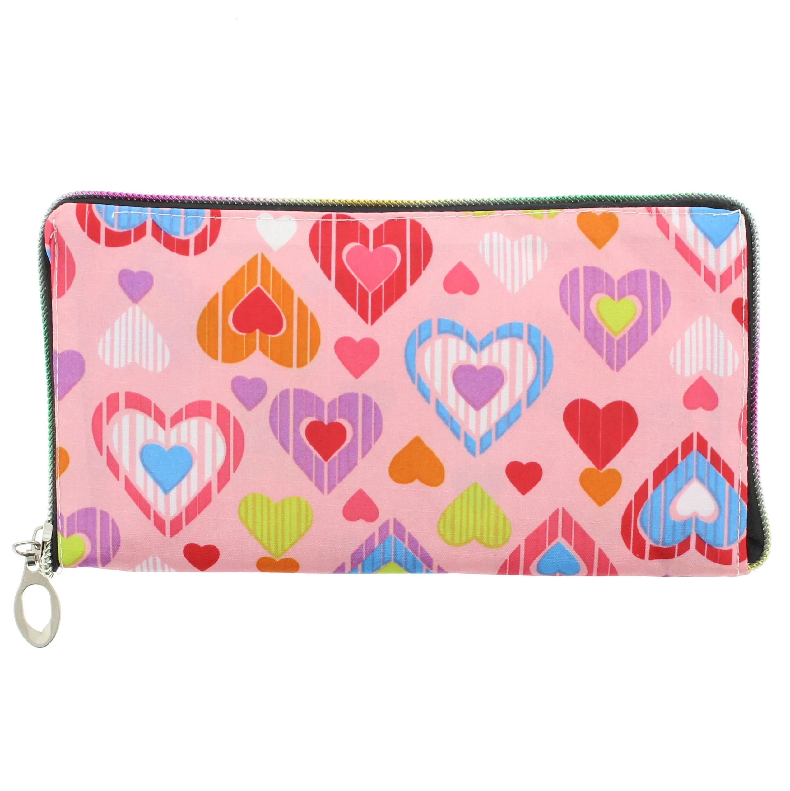 Heavy Duty Multicolour Heart Shopping Bag in Zip Wallet