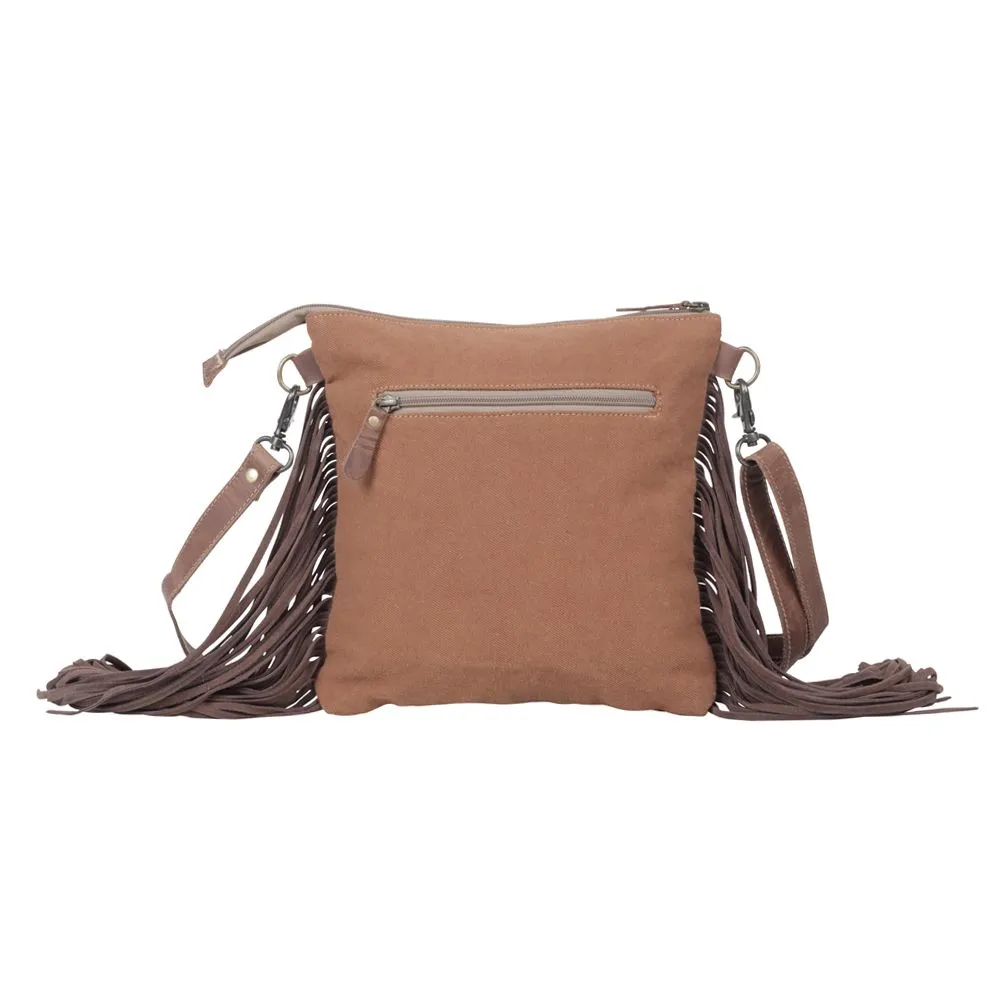 Hera Leather & Canvas Fringe Shoulder Bag