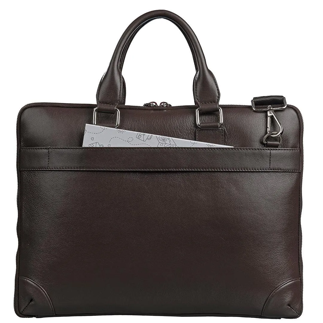 Italian VT Stripe Loop II | Genuine Leather Laptop Bag | Color: Blue, Brown & Grey