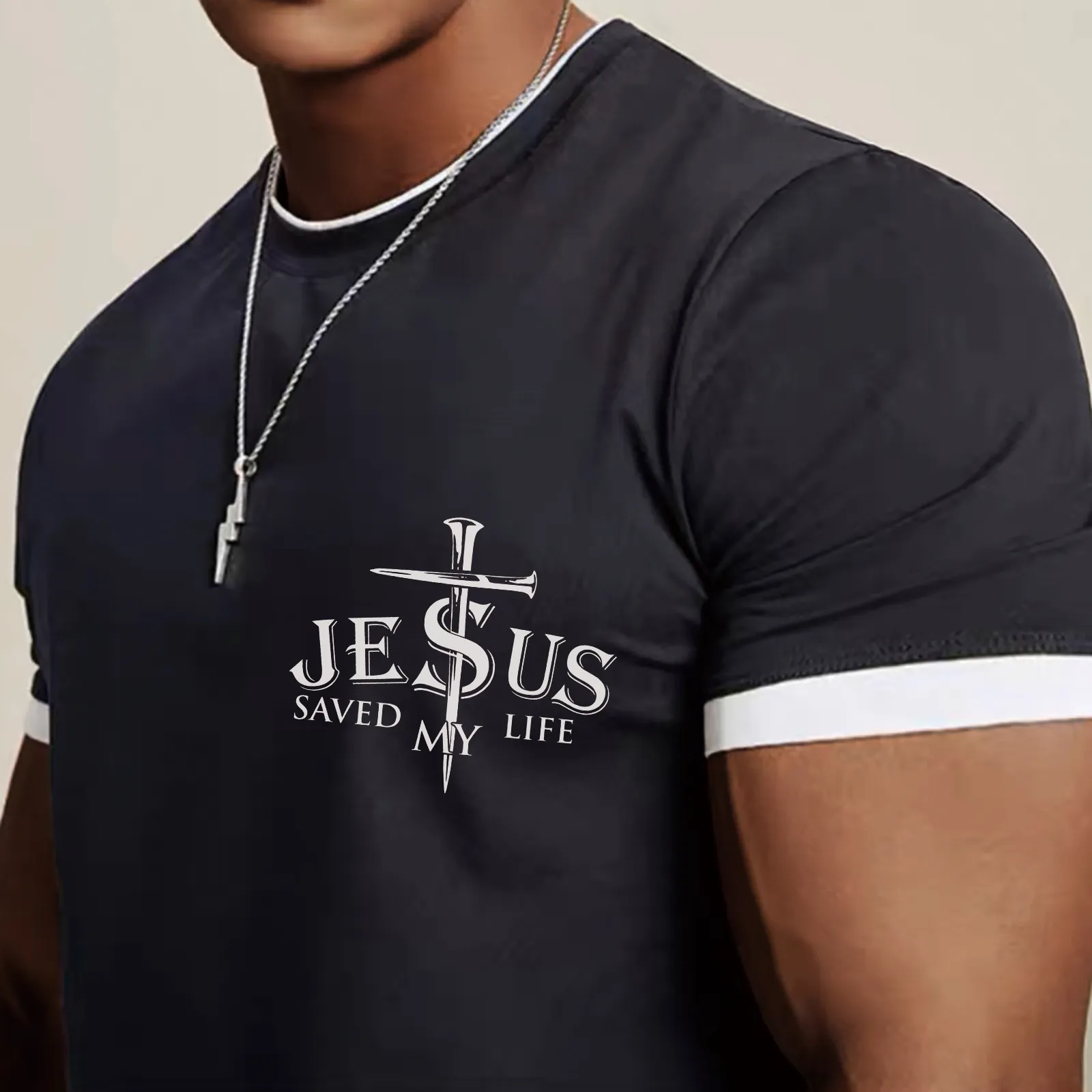 JESUS DOUBLE LAYE ACTIVE DRY-FIT MOISTURE WICKING GRAPHIC TEE