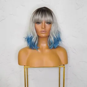 JORDAN Ombre Blue Bob Fringe Wig