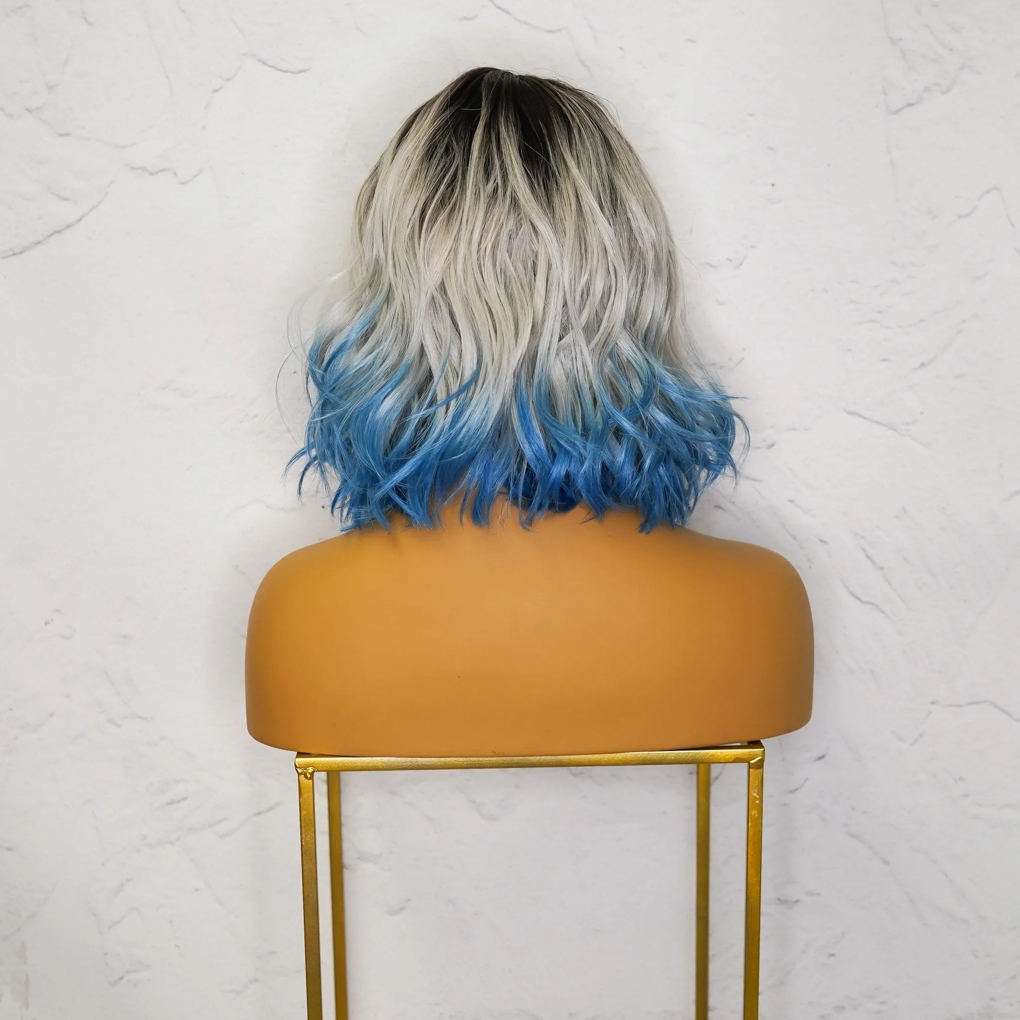 JORDAN Ombre Blue Bob Fringe Wig