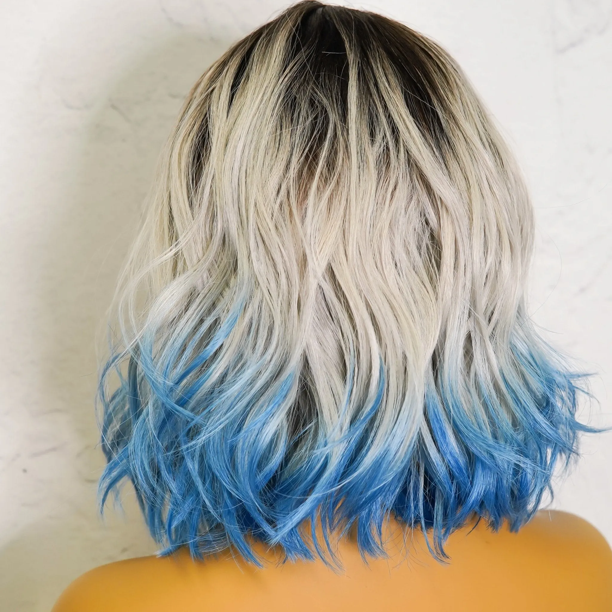 JORDAN Ombre Blue Bob Fringe Wig