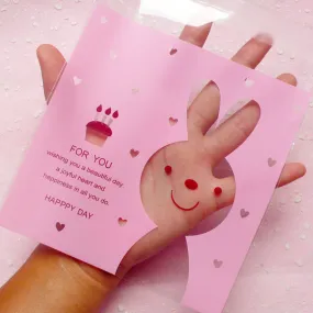 Kawaii Bunny Rabbit Gift Bags (20 pcs / Pink) Self Adhesive Resealable Plastic Bag Gift Wrapping Product Packaging (13.8cm x 14.3cm) GB111