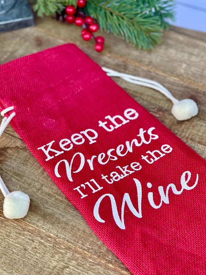 Keep The Presents Wine Bag - Red