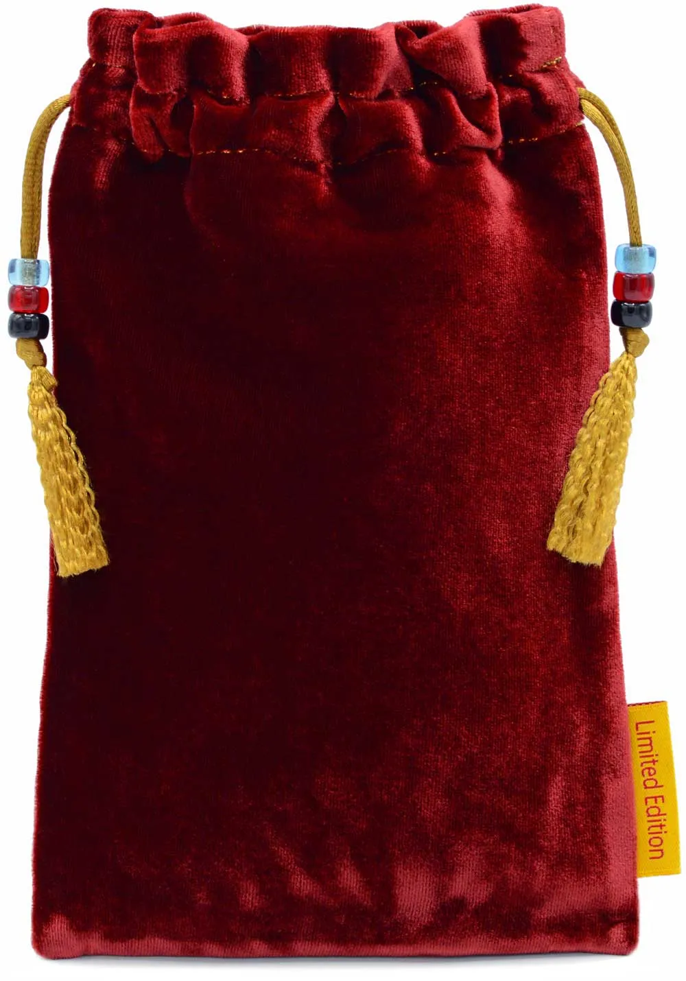 Knight of Wands, Tarot of Prague - drawstring bag in red silk velvet