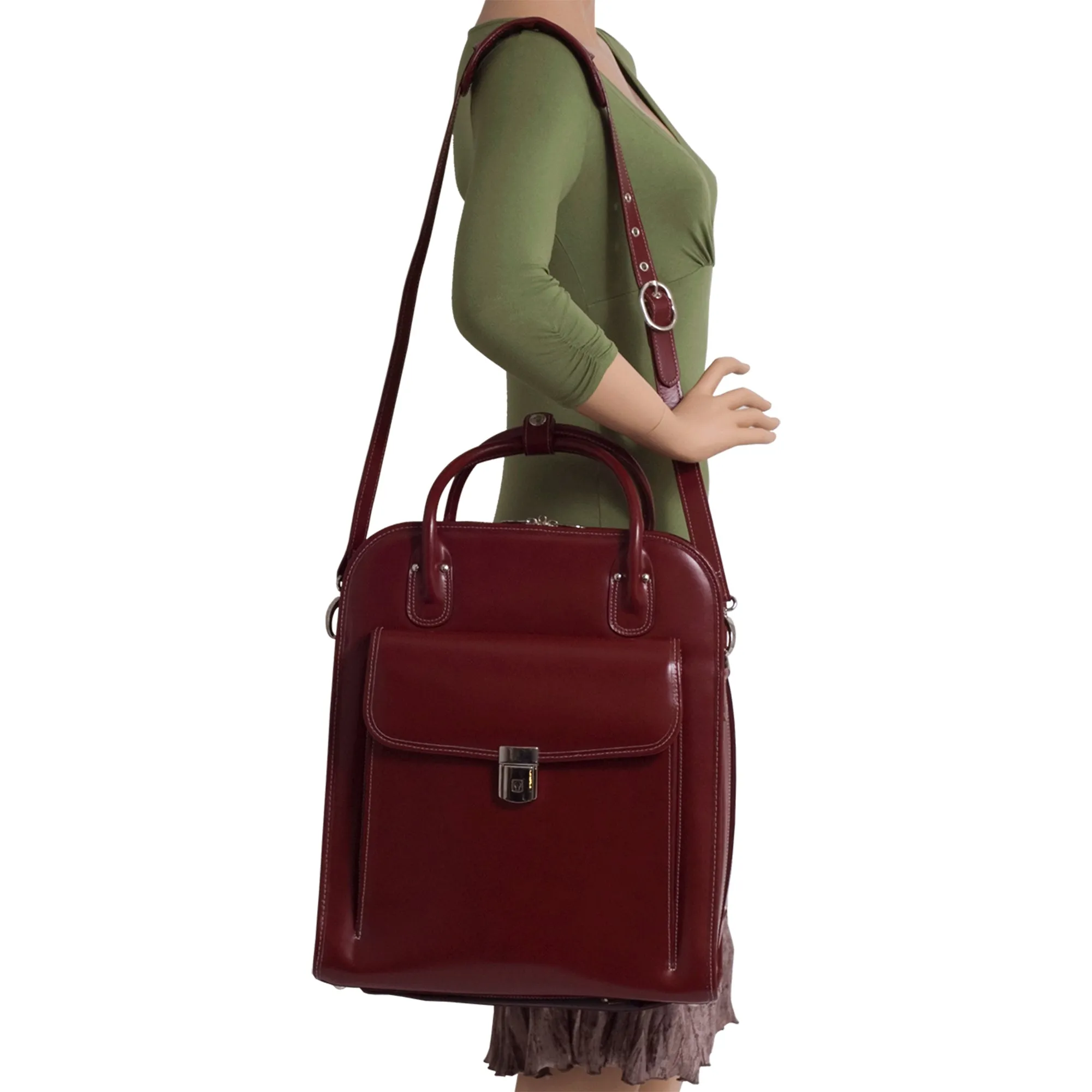 LA GRANGE | 15” Leather Vertical Detachable-Wheeled Laptop Case