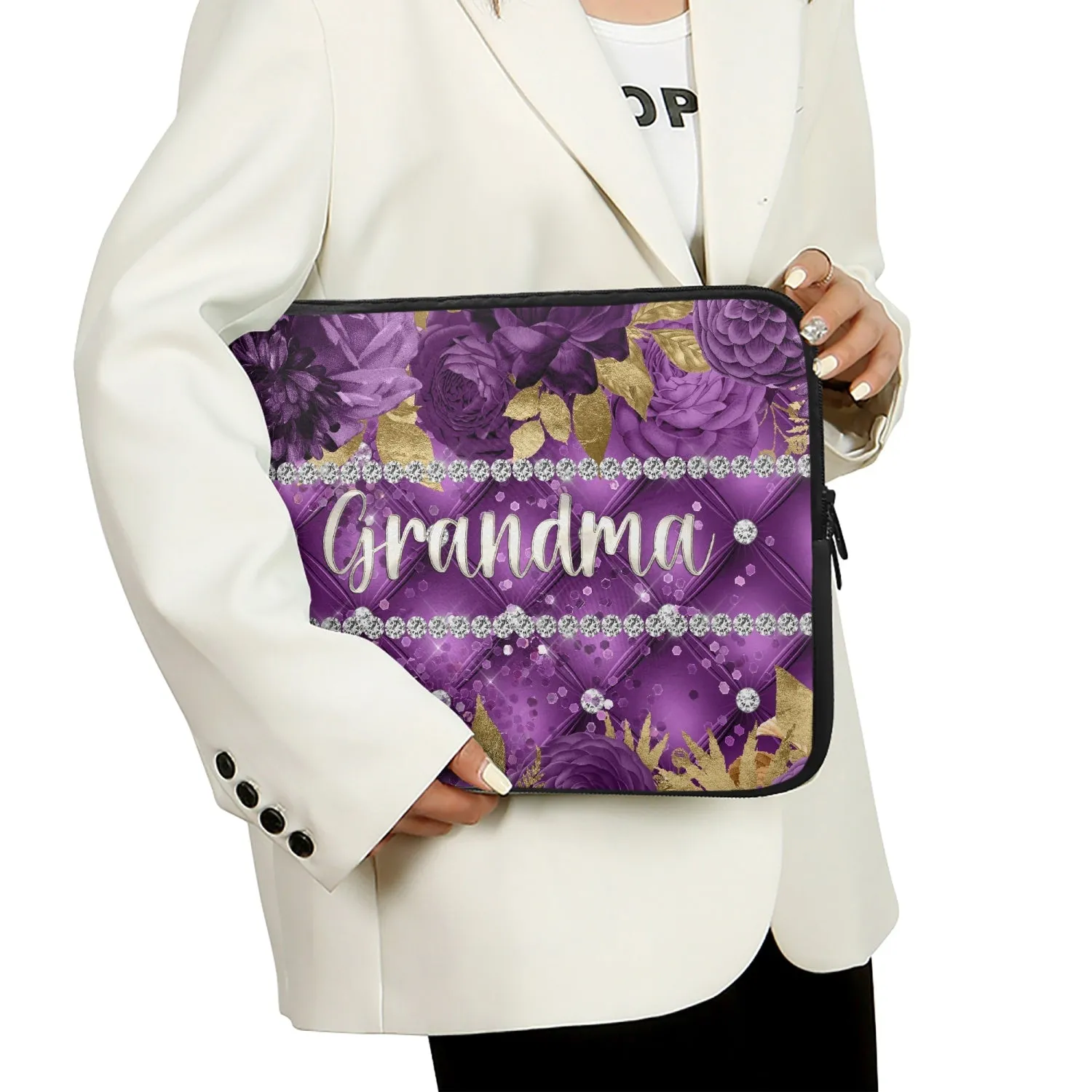 Laptop Sleeve - without handles - Purple Floral - Grandma