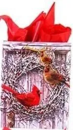 Large Christmas Cardinals Matte Gift Bag (1ct)