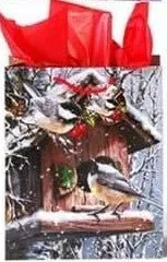 Large Christmas Cardinals Matte Gift Bag (1ct)