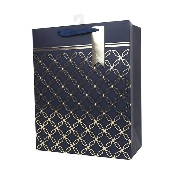 Large Geometric Hot Stamp Gift Bag - 26cm x 32cm x 12cm