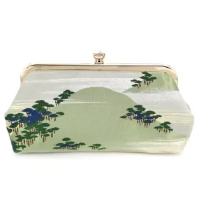 [LAST ONE] Japanese Pine Tree on a Misty Mountain kimono Clutch | Upcycled from vintage Japanese Obi