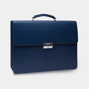 Leather Briefcase in Navy