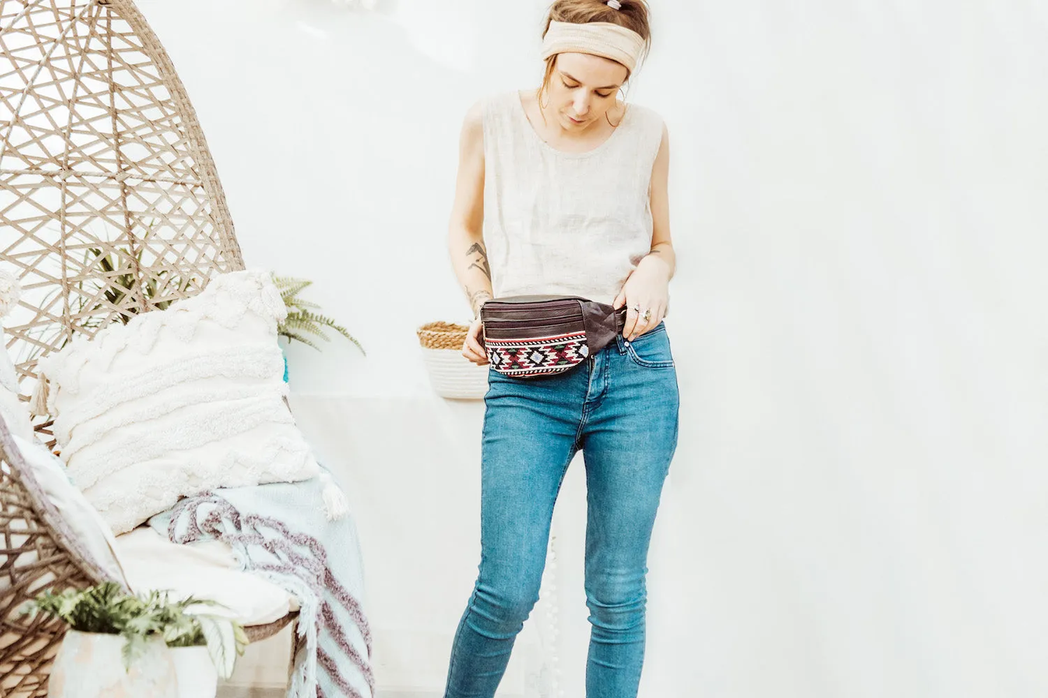 Leather Kilim Bumbag - Bohemian Brown