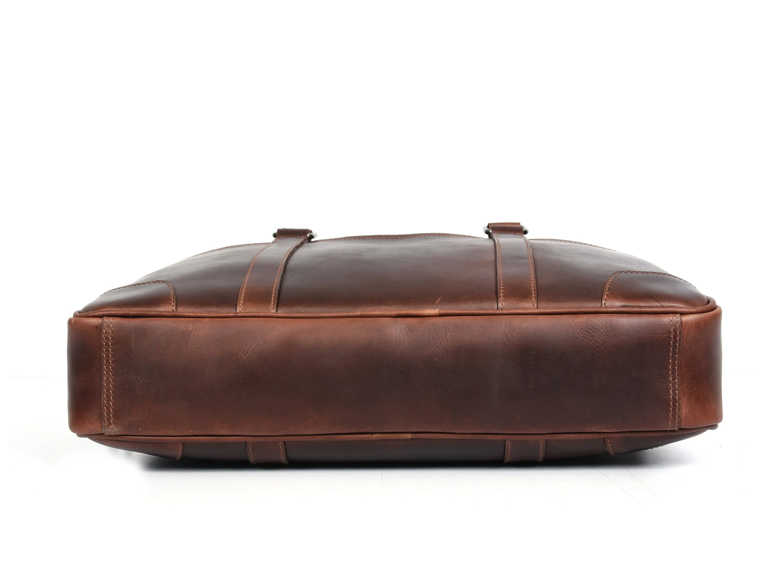 Leather Office Bag - Cinnamon Brown.