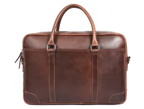 Leather Office Bag - Cinnamon Brown.