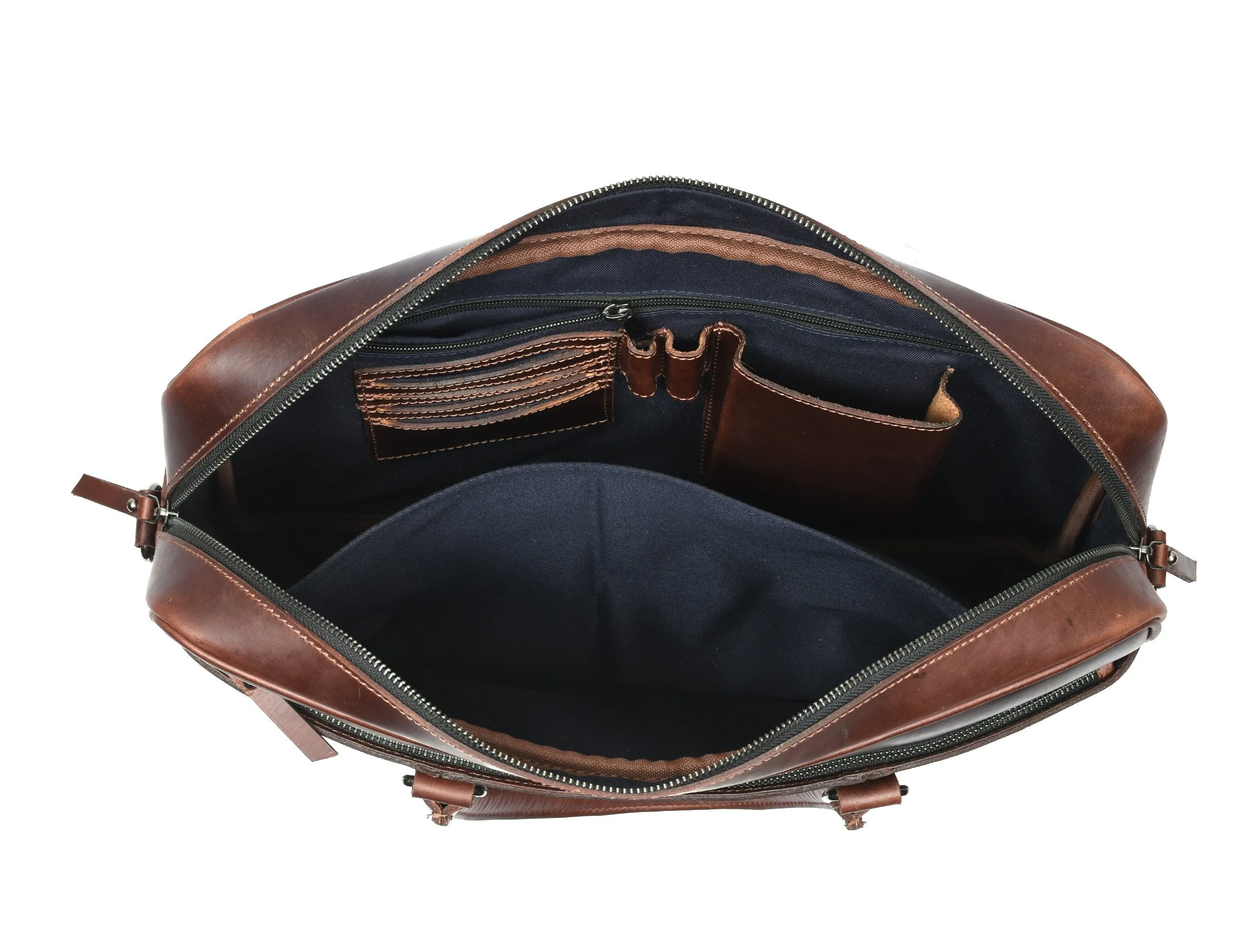 Leather Office Bag - Cinnamon Brown.