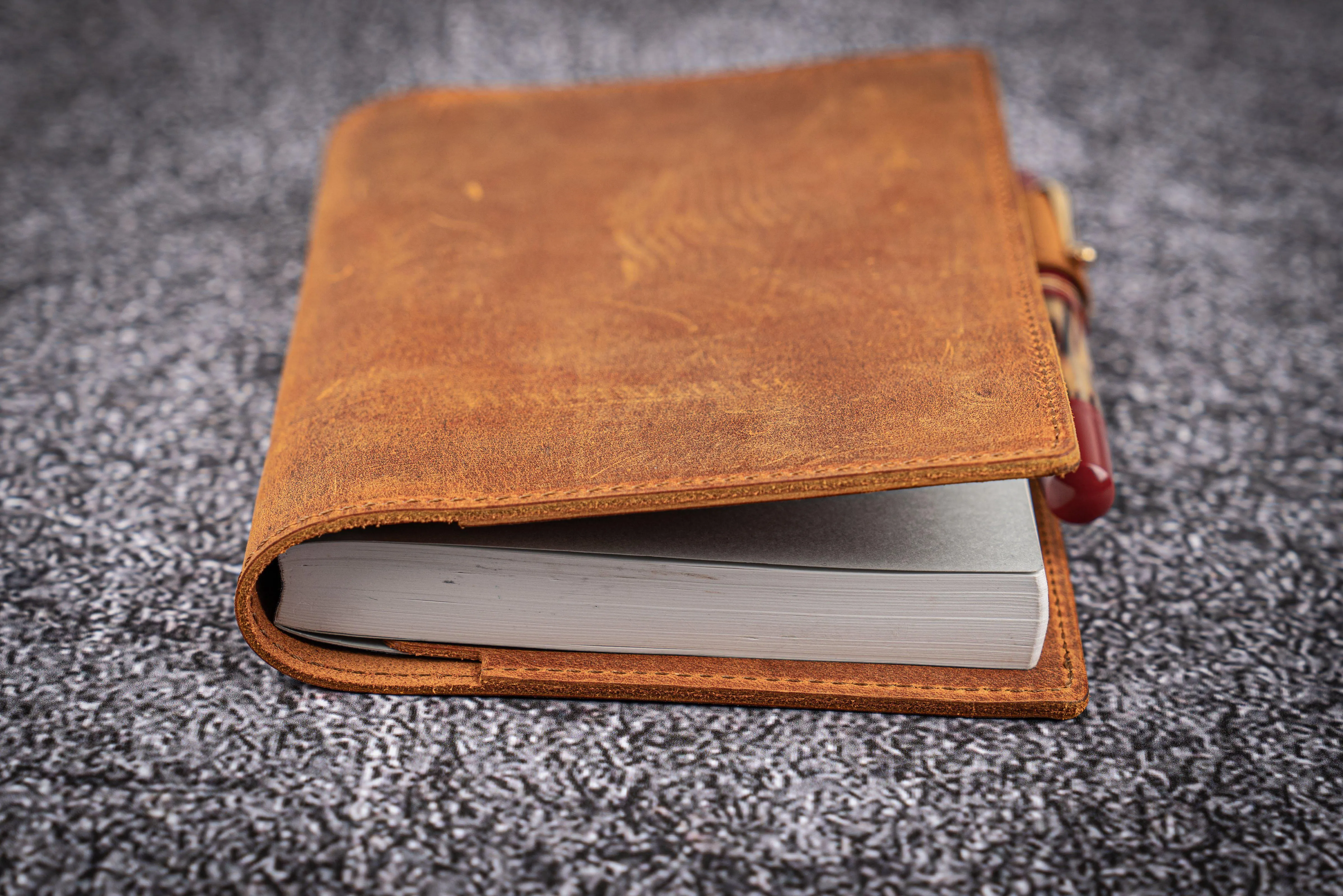 Leather Slim A6 Notebook / Planner Cover - Crazy Horse Brown