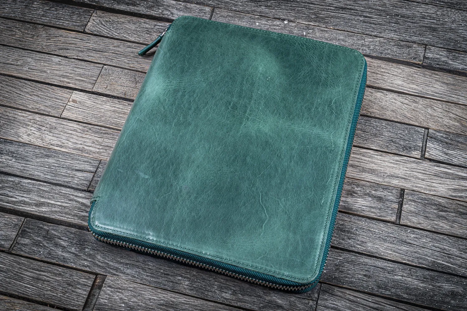 Leather Zippered Leuchtturm1917 B5 & Extra Large Moleskine Folio - Crazy Horse Forest Green