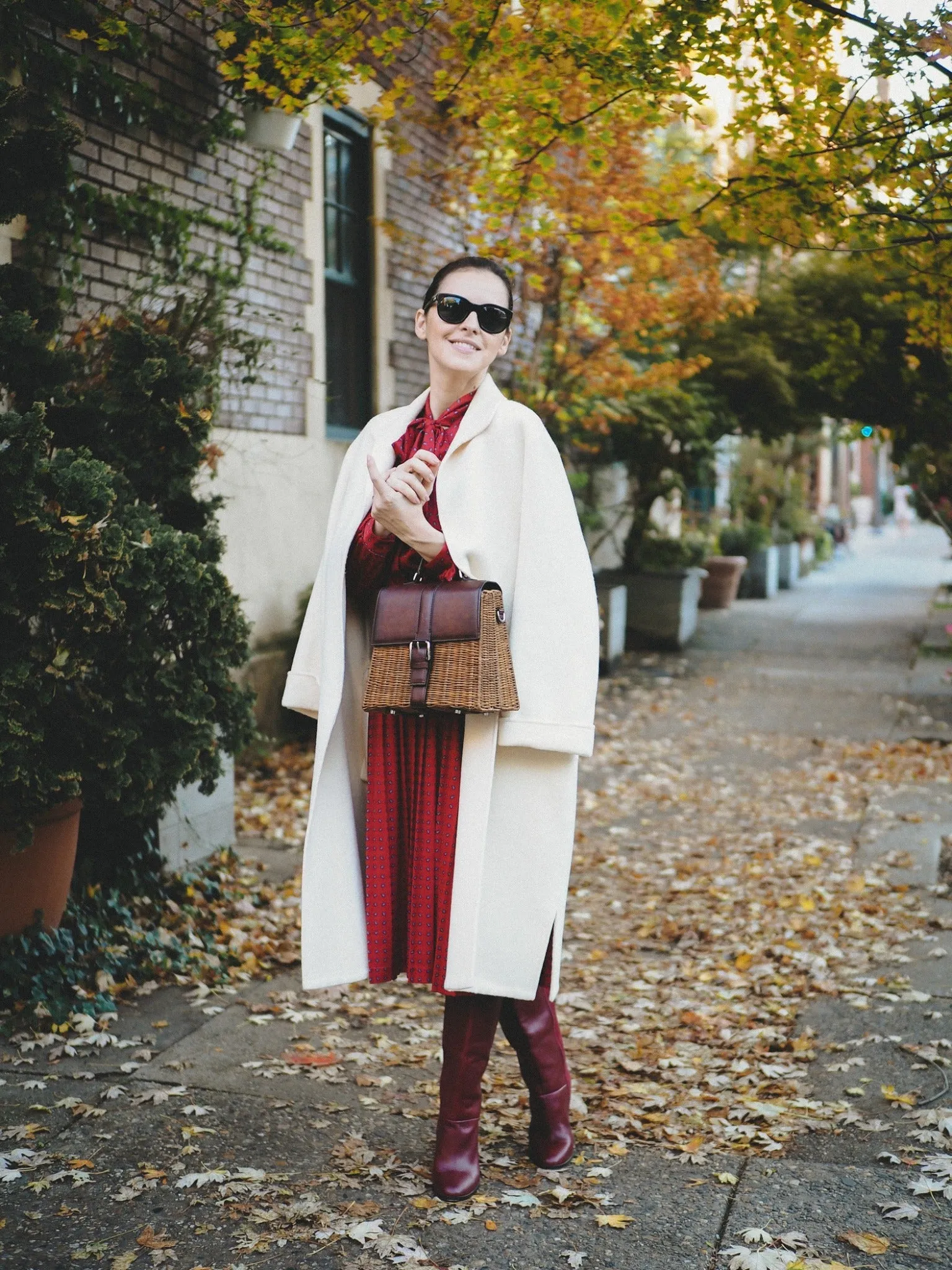 Lena Wicker Handbag (Burgundy)