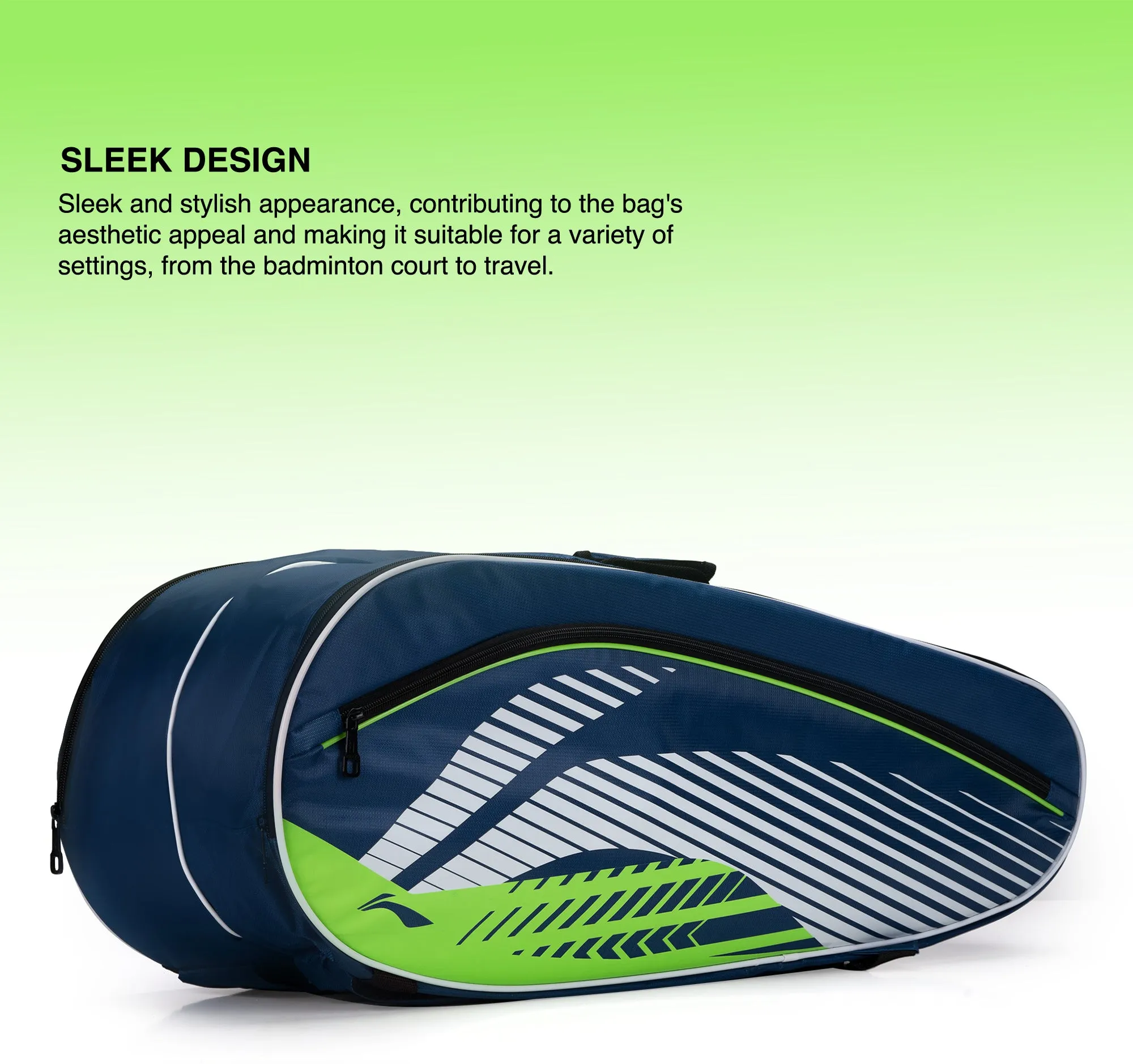 Li-Ning Stripe Badminton Kit Bag (Blue/Green) (Size - L/50 L)