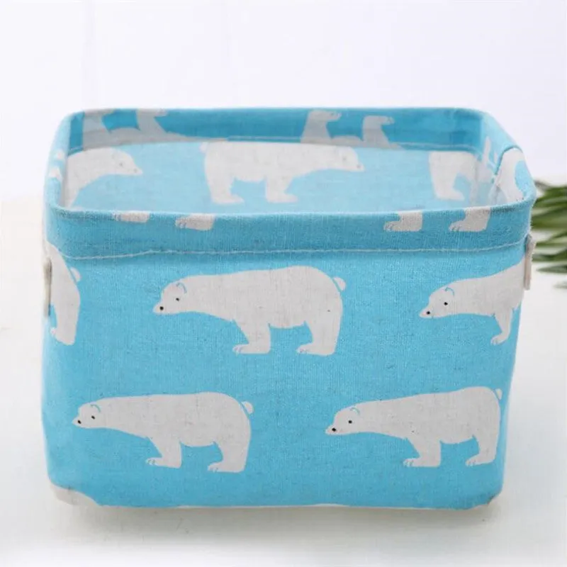 Linen Desktop Storage Box Waterproof Toy Sundries Storage Basket Cosmetic Underware Storage Organizer Office Stationery