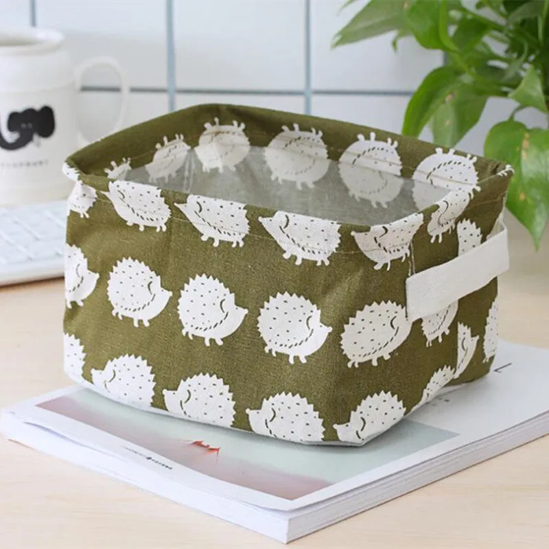 Linen Desktop Storage Box Waterproof Toy Sundries Storage Basket Cosmetic Underware Storage Organizer Office Stationery