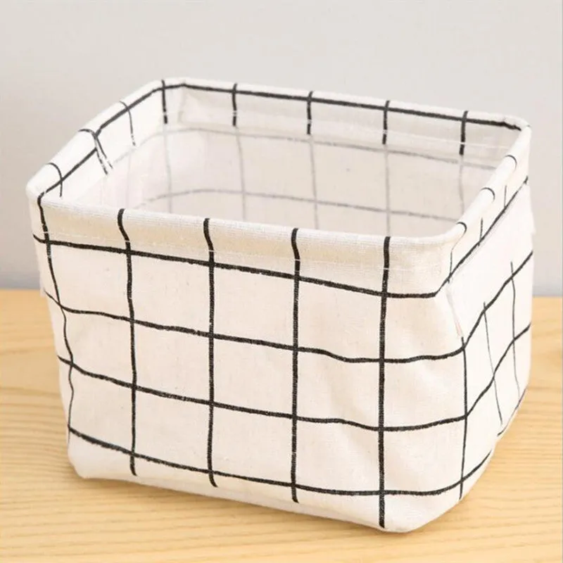 Linen Desktop Storage Box Waterproof Toy Sundries Storage Basket Cosmetic Underware Storage Organizer Office Stationery