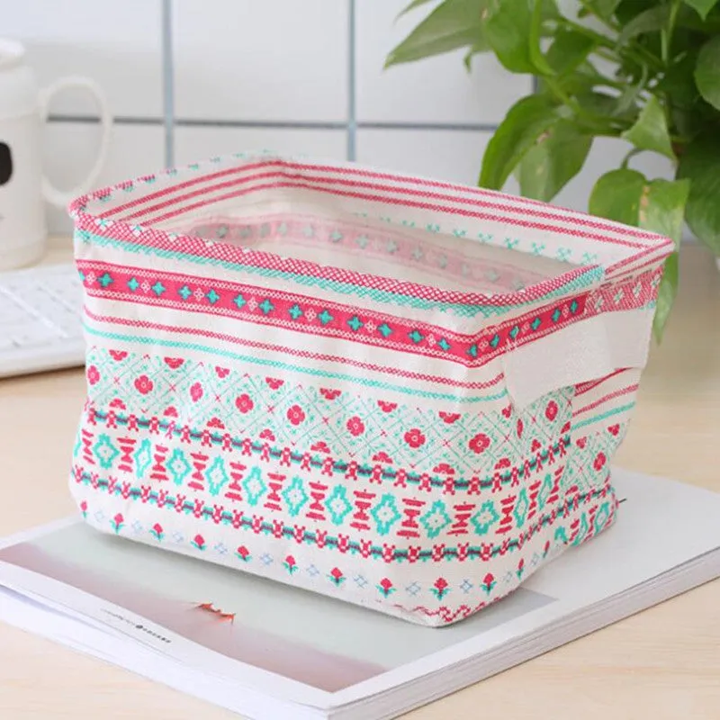 Linen Desktop Storage Box Waterproof Toy Sundries Storage Basket Cosmetic Underware Storage Organizer Office Stationery