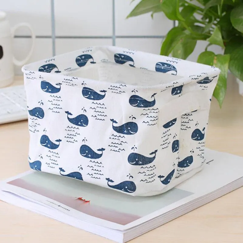 Linen Desktop Storage Box Waterproof Toy Sundries Storage Basket Cosmetic Underware Storage Organizer Office Stationery